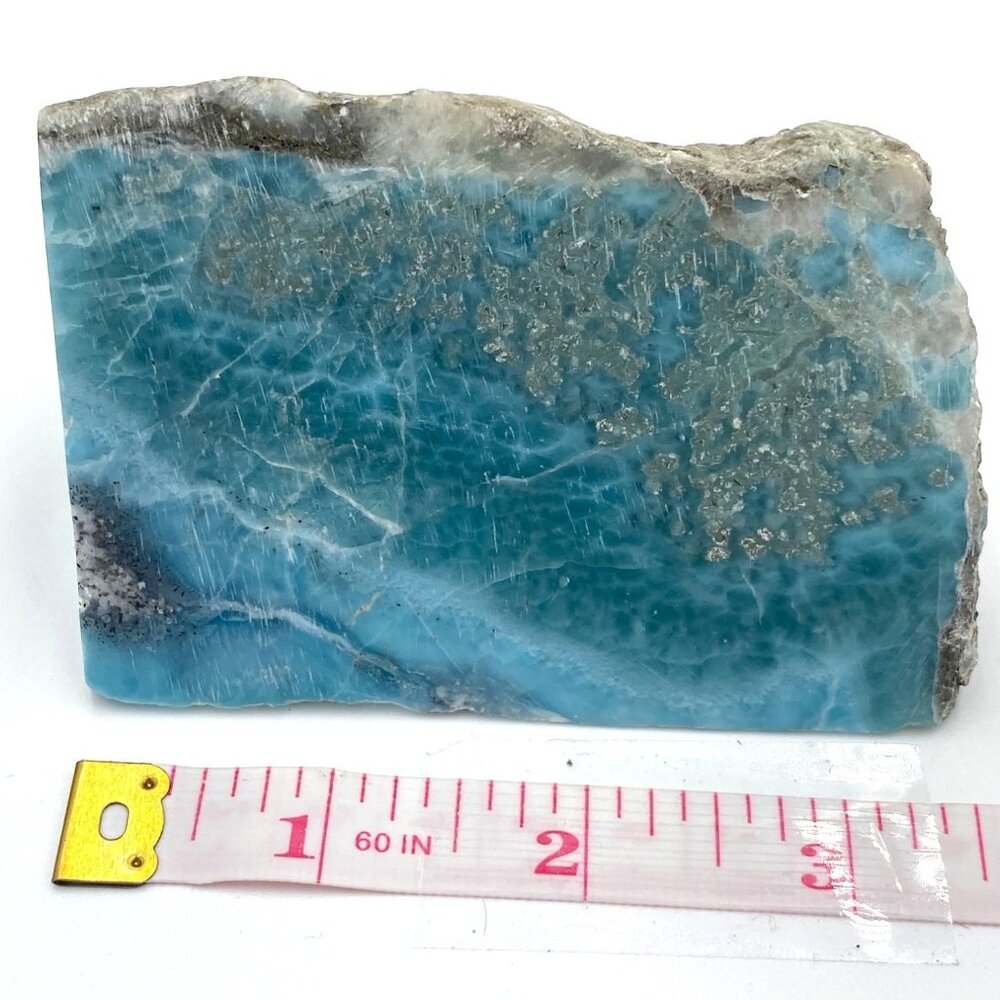 326g 11.5oz Larimar pectolite Dominican Natural Wedge Rare Slab Rock Mineral Gem - Picture 16 of 16